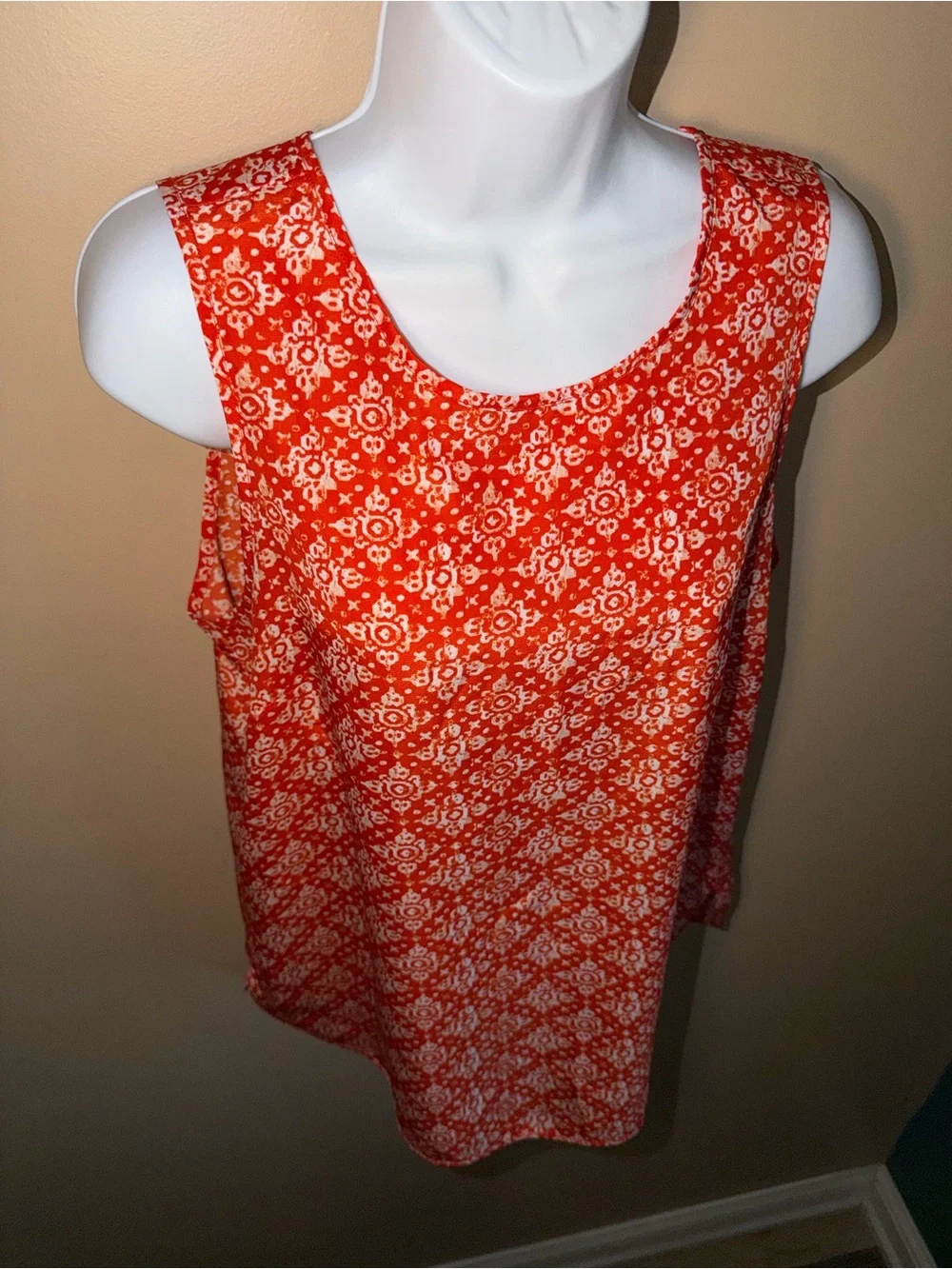 Michael Kors Women's Orange Sleeveless Zip Back Tank Blouse